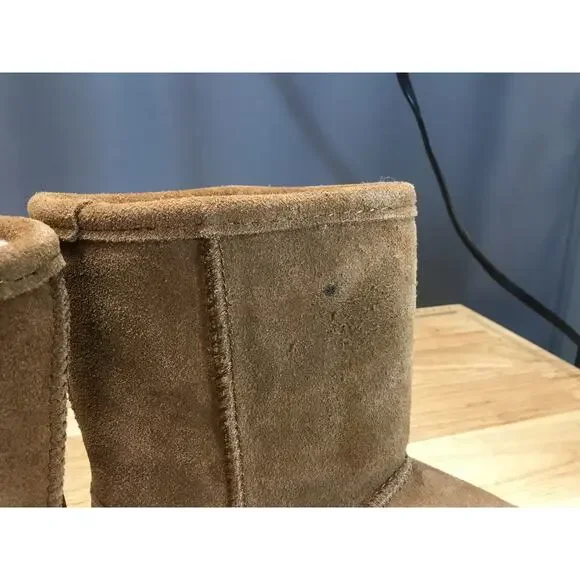 Bearpaw Bootie Youth 1 Brown Suede Pull On Mid-Calf Round Toe Outdoor Boots - Picture 8 of 9